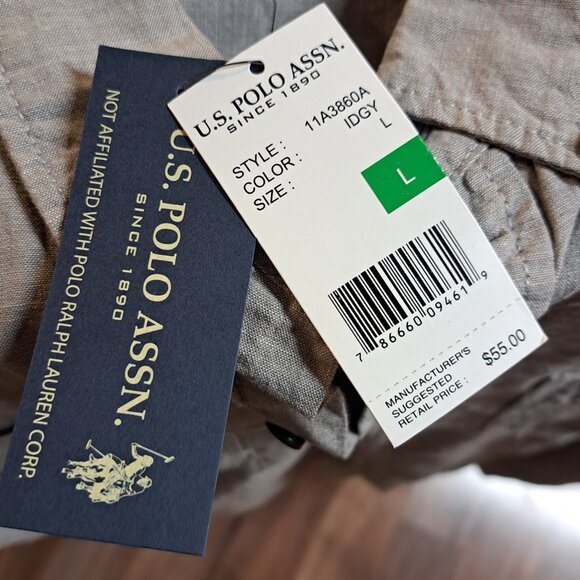 U.S. Polo Assn. Gray NWT Men's Button Oxford Shirt - Picture 10 of 10